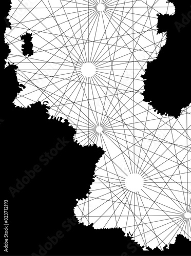 Portolan map, two continents and a sea