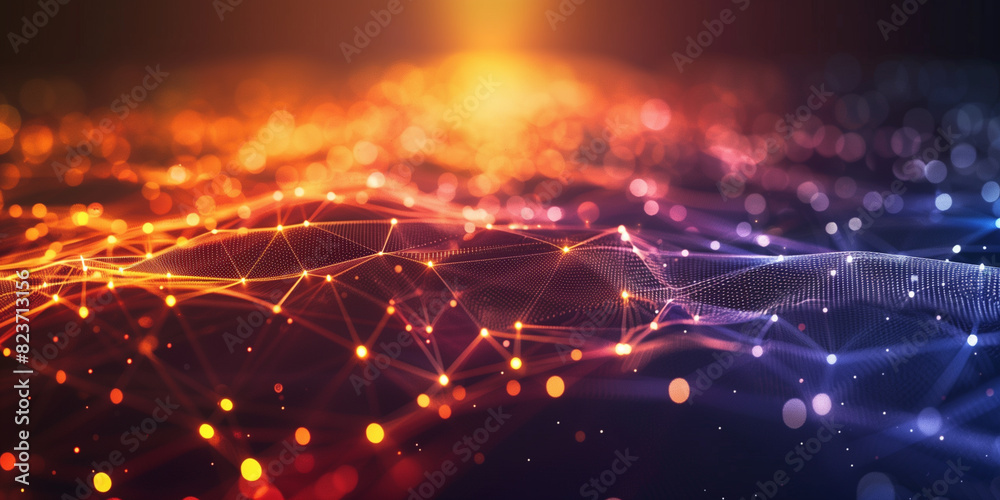 Obraz premium Colorful Bokeh connected lines abstract background