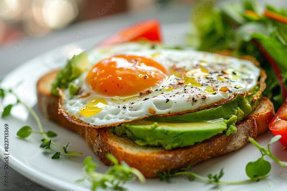 Closeup high resolution image of healthy avocado toast for breakfast Closeup high resolution image of healthy avocado toast for breakfast