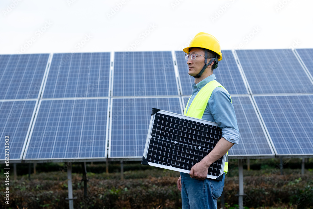 people working in solar power station people working in solar power station