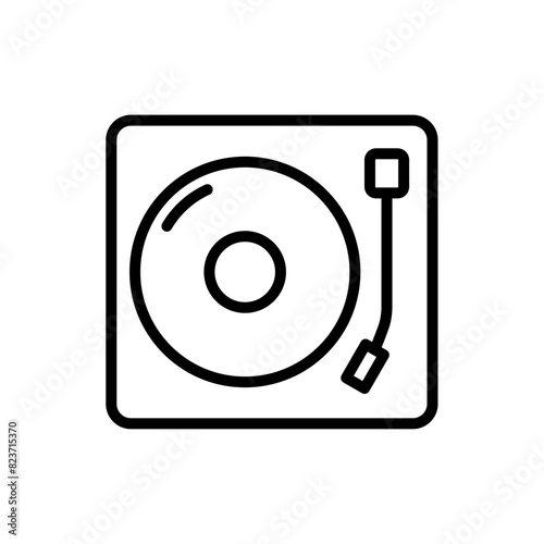Turntable outline icon. Editable stroke. Party, holiday symbol 