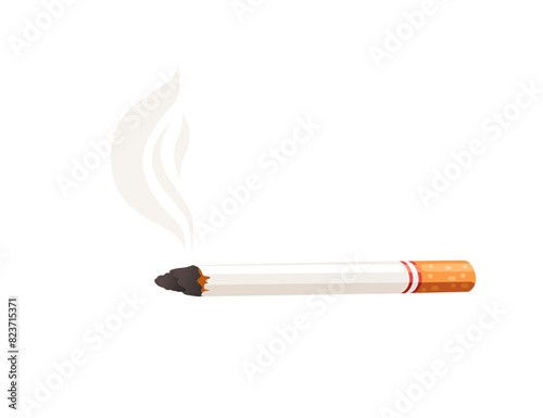 Burning nicotine cigarette vector illustration isolated on white background