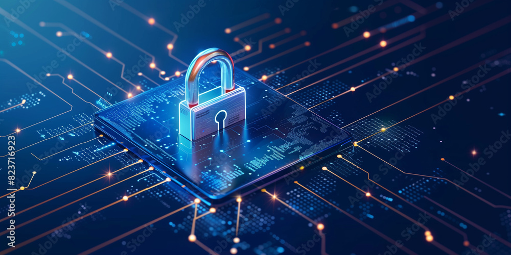 Digital Padlock on Circuit Board Digital Padlock on Circuit Board