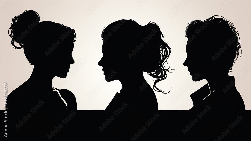 Collection of Elegant Women Silhouette Portrait Set for Designers and Artists