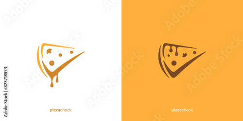 Simple Pizza Check Logo Design. Good Pizza, Pizzeria Logo, Icon, Symbol, Vector, Design Template.
