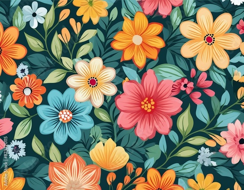 Blossom Bliss Seamless Texture Adorned with Colorful Flowers