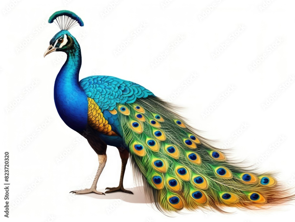 Obraz premium Peacock bird isolated on white background