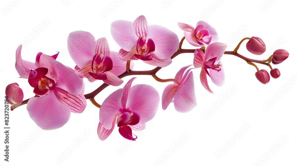 Beautiful pink orchid flowers with white background. Vibrant and elegant floral design. Perfect for wallpapers, decorations, and prints. AI Beautiful pink orchid flowers with white background. Vibrant and elegant floral design. Perfect for wallpapers, decorations, and prints. AI