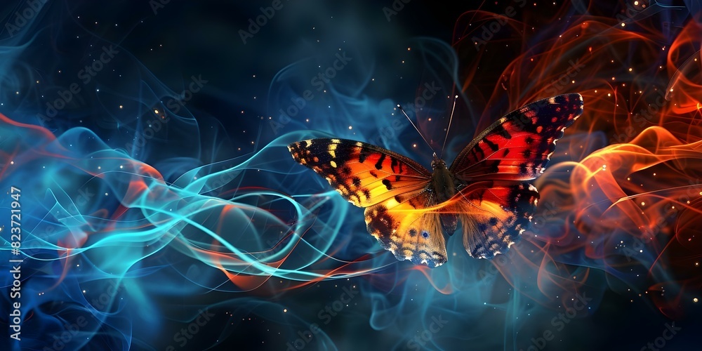 Digital transformation and growth represented by a butterfly-themed background. Concept Digital Transformation, Growth, Butterfly Theme, Background Illustration