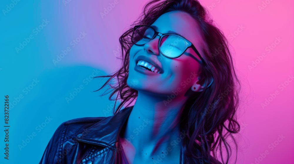 A Woman in Neon Lights. A Woman in Neon Lights.