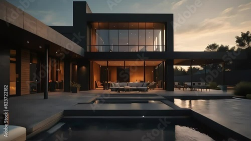 Modern House With Pool in Front photo