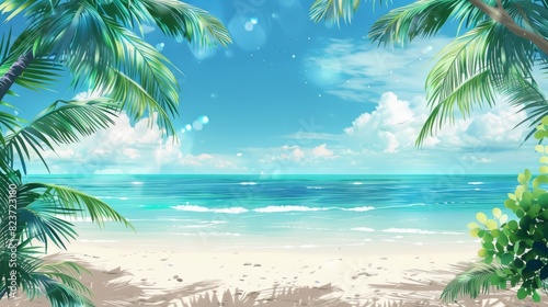 Background of beautiful beach for mockup summer product display or travel ad. © May