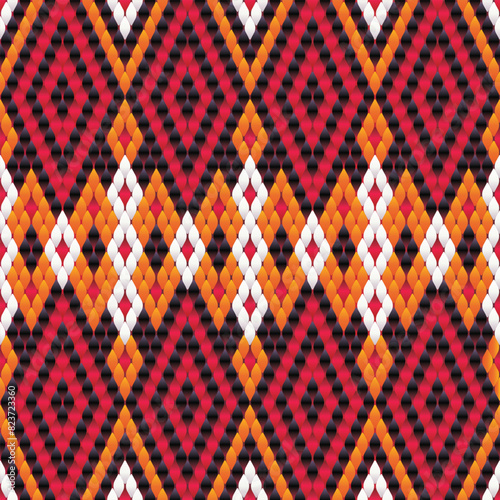 Ikat geometric folklore ornament. Tribal ethnic vector texture. Seamless striped pattern in Aztec style. Figure tribal embroidery. Indian, Scandinavian, Gypsy
