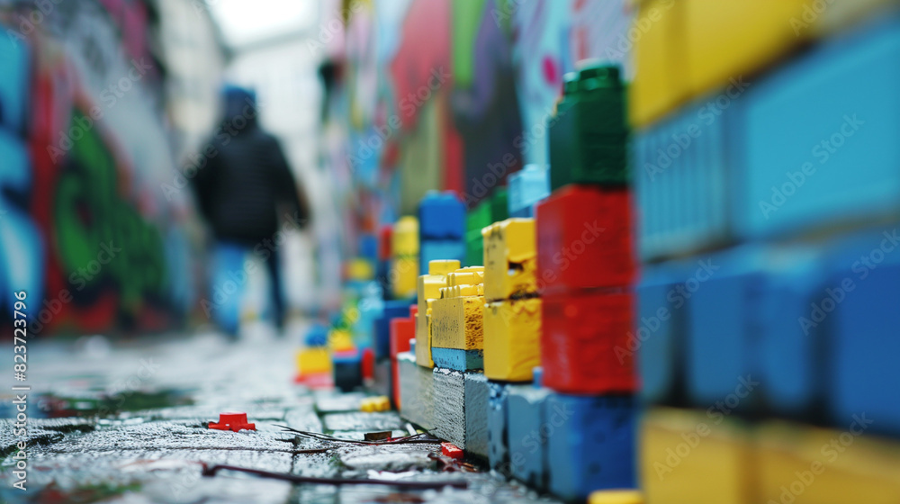 Person Walking Beside Colorful Wall Person Walking Beside Colorful Wall