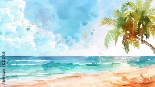 Background of beautiful beach for mockup summer product display or travel ad. © May