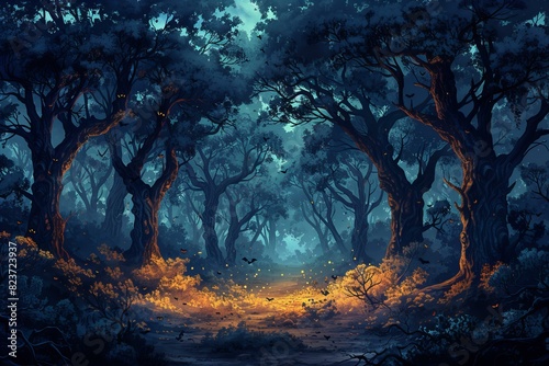 Witches' night haunted forest night, high quality, high resolution