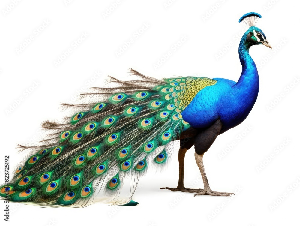 Fototapeta premium Peacock bird isolated on white background