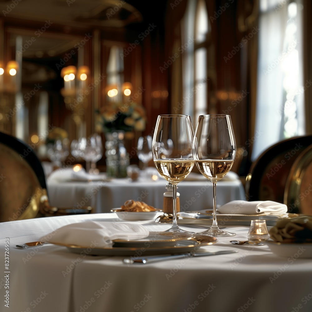 Fototapeta premium fine dining restaurant dining expensive golden hour
