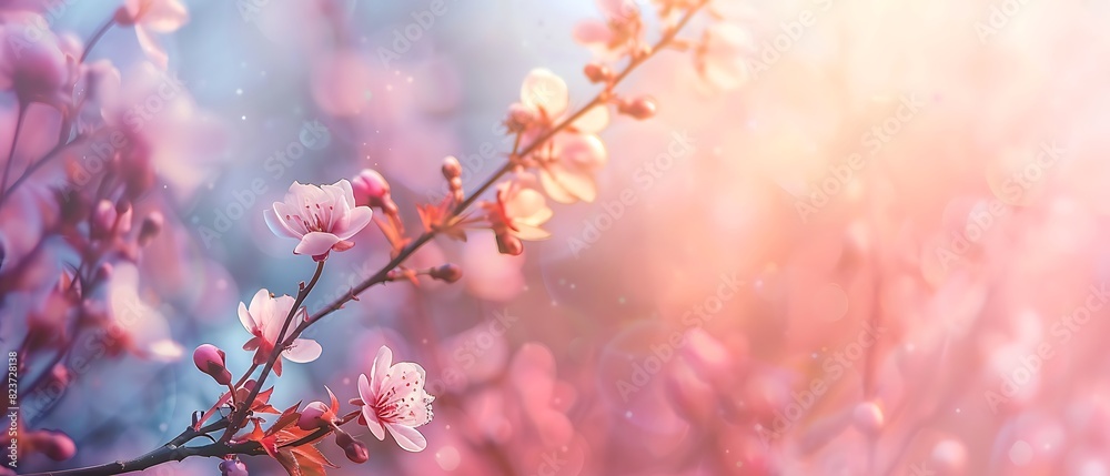 Serene Spring Blossoms in Pastel Hues with Ample Copy Space - High-Quality Photography Serene Spring Blossoms in Pastel Hues with Ample Copy Space - High-Quality Photography