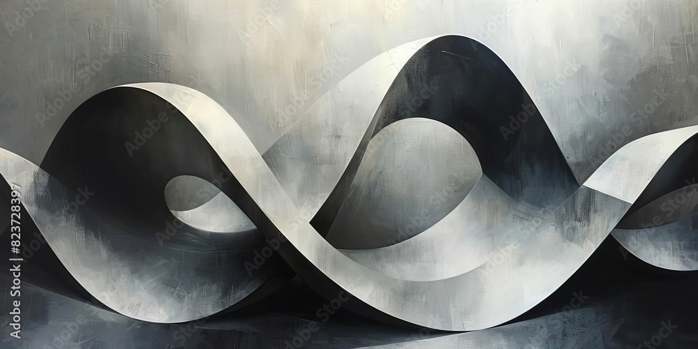 Abstract black and white wave sculpture, dynamic and modern design, showcasing fluid and artistic curves. Abstract black and white wave sculpture, dynamic and modern design, showcasing fluid and artistic curves.