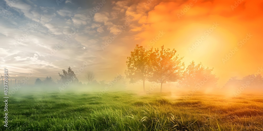 Fototapeta premium Environmental harm due to climate change impacts and degradation. Concept Climate change effects, Environmental degradation, Ecosystem destruction, Deforestation impact, Pollution consequences