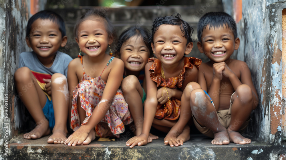 Group of Young Children Sitting Together Group of Young Children Sitting Together