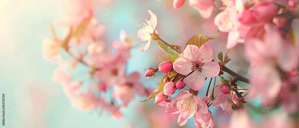 Serene Spring Blossoms in Pastel Hues with Copy Space for Text - High Quality Photography