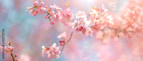 Pastel Spring Bliss: Serene Nature Landscape in Soft Colors with Copy Space - High Quality Photography