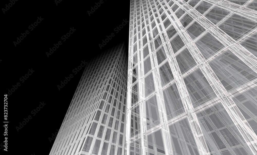 Fototapeta premium Concept city architecture 3d illustration