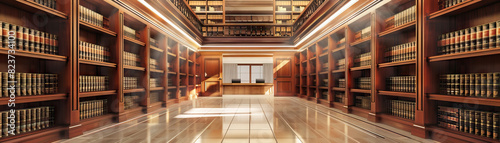 Law Firm Office Floor: Displaying legal books, conference rooms, lawyer's offices, and paralegals working photo