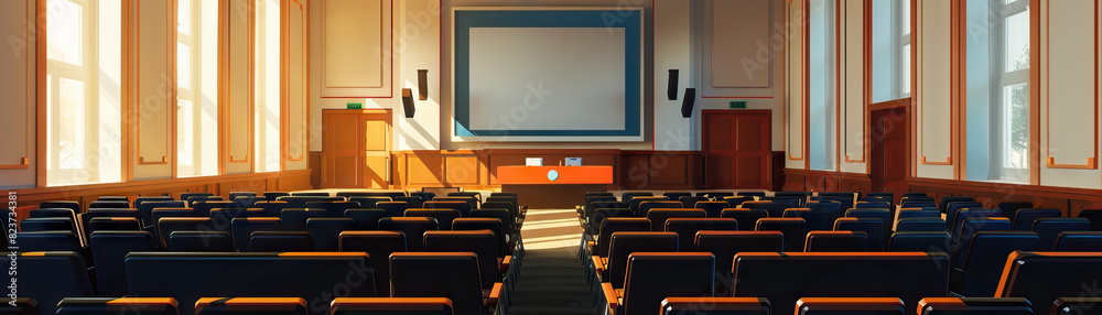 University Lecture Hall: Featuring rows of seats, a podium, projector screen, and students listening to a lecture University Lecture Hall: Featuring rows of seats, a podium, projector screen, and students listening to a lecture
