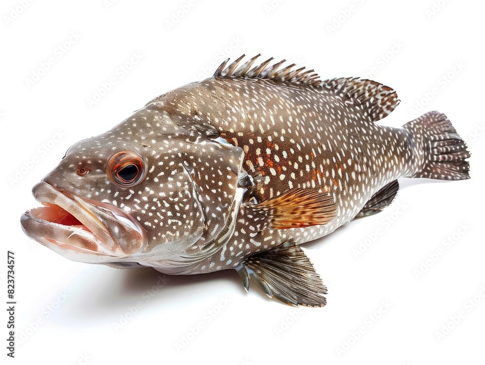 Naklejka premium Grouper fish isolated on white background.
