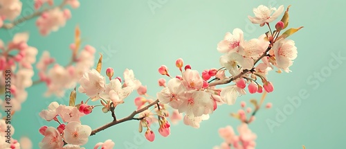Serene Spring Blooms in Pastel Colors with Copy Space  High Quality Photography Background