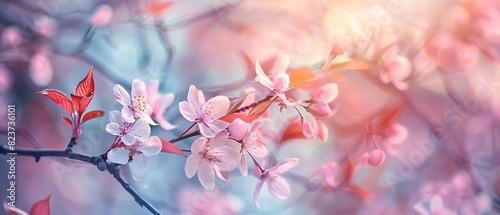 Serene Spring Blossoms in Pastel Hues - High-Quality Photography with Copy Space © abangaboy