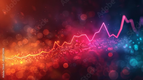 Line graph with descending trend on a dynamic, colorful background, economic decline, highquality stock photo