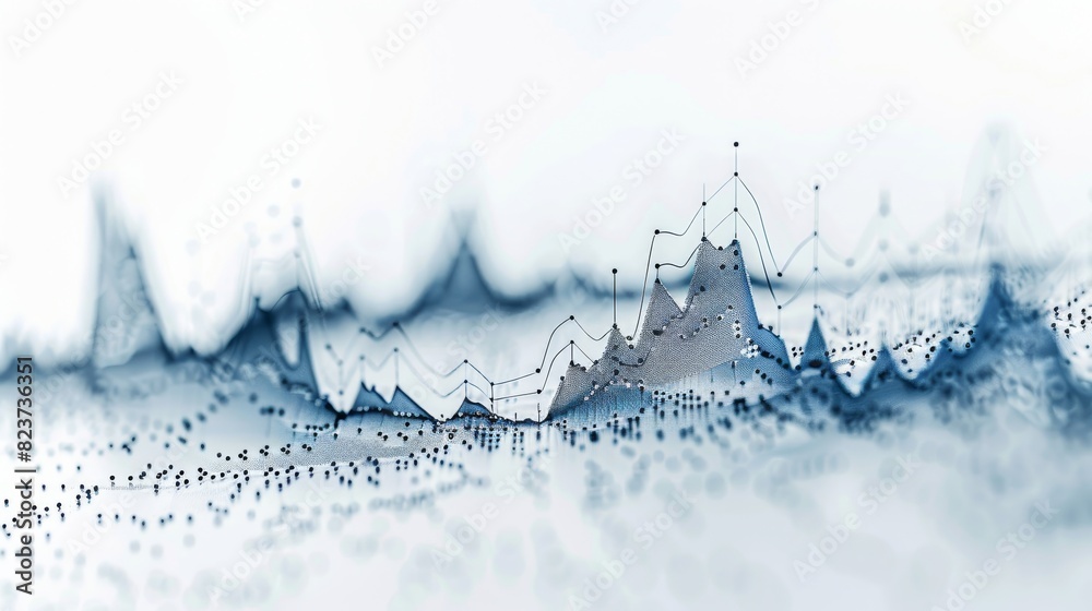 Obraz premium Isolated graph with multiple lines moving downward, white background, economic decline, highquality stock photo