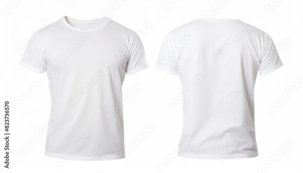 White t shirt front and back view, isolated on white background. Ready ...