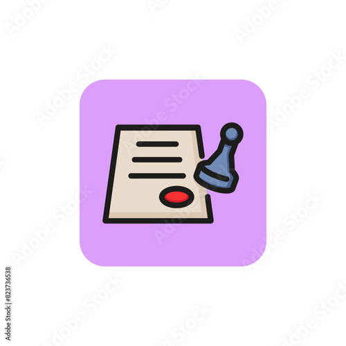 Icon of stamping paper. Seal, document, agreement. Paperwork concept. Can be used for topics like official documentation, approved paper, permission