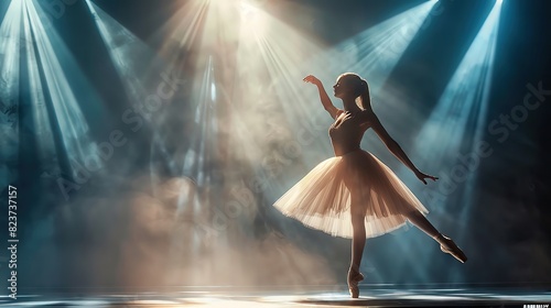 A ballet dancer gracefully performing a pirouette on stage photo