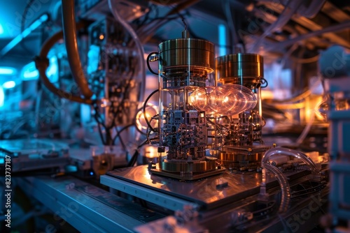 A powerful quantum computer in a modern lab technology, AI generated