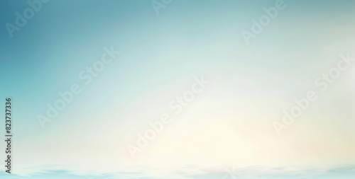 Panoramic illustration of light blue sky with cloudy haze and sea on horizon. Serene minimalistic design ideal for modern digital art  wallpapers and backgrounds for various projects