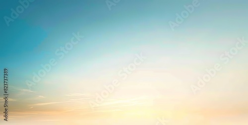 Gradient sky transitioning from blue to yellow with airy clouds of pastel colors at sunrise or sunset. Ideal for backgrounds, textures and wallpapers © Iaroslav Lazunov