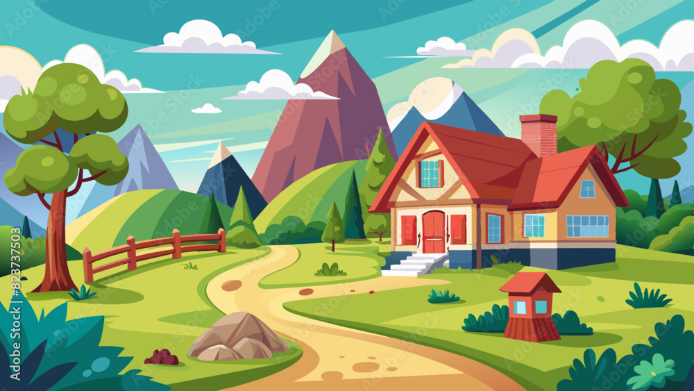 house-village-landscape-bacgroud-cartoon