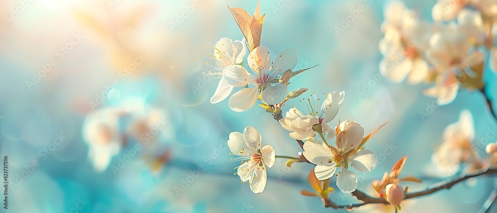 Delicate Spring Blooms in Pastel Hues with Copy Space - High Quality Photography
