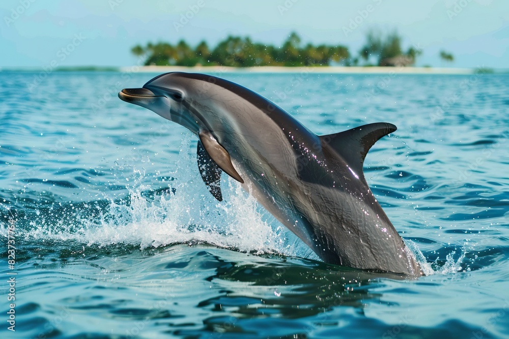 Fototapeta premium dolphin playing on the ocean surface