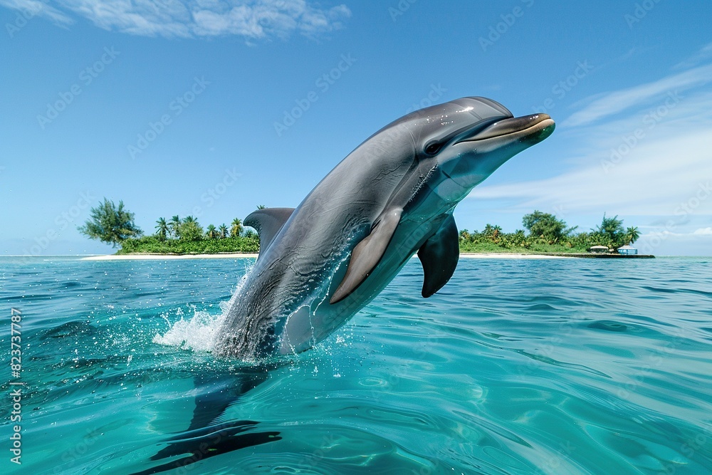 Obraz premium close-up of dolphin jumping in the ocean