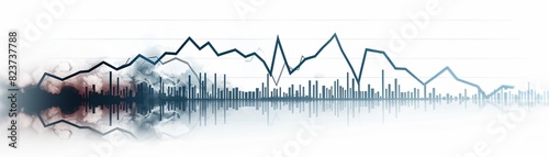 Graph featuring multiple lines all moving downward, isolated, white background, business loss, highquality image photo