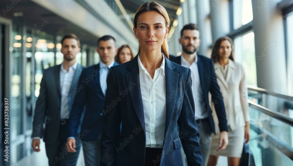 Composed business executive leading the charge, a strong aura of leadership and composure surrounding them Composed business executive leading the charge, a strong aura of leadership and composure surrounding them