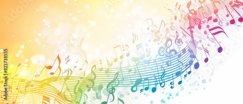 A colorful musical note with a rainbow background. LBGTQ people pride symbol photo