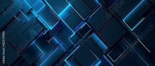 Sleek Dimensional Abstract Geometric Blue Technology Background